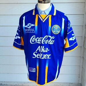 LA PIEDAD 2001-02 Home Coca Cola Soccer Blue Yellow XXL Soccer Futbol Jersey NEW
